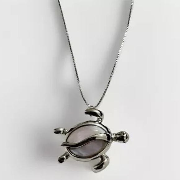 Jewelry - Sterling Silver 925 Sea Turtle Pendant Necklace 18” Italy